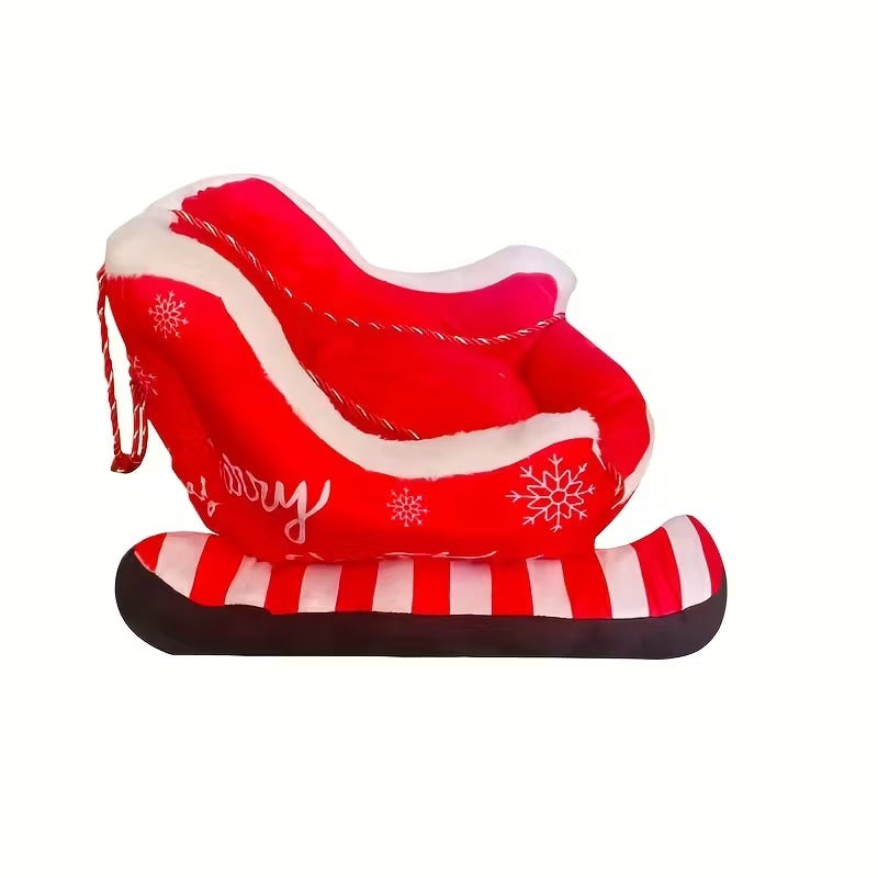 Cama Navideña para Perros tipo Trineo de Peluche en Color Rojo