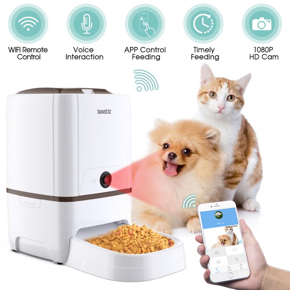 Lseebiz 6L Pet Feeder Smart Dog Dispender with Camera WIFI Cat Food Feeder with Night Vision , USB Charge ,6 Times One Day-0
